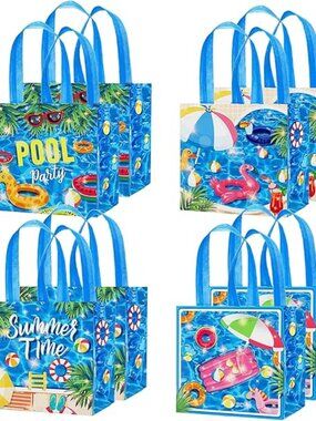 HOWAF One Piece Random Design Non-Woven Pool Party Goodie Bags with Handle